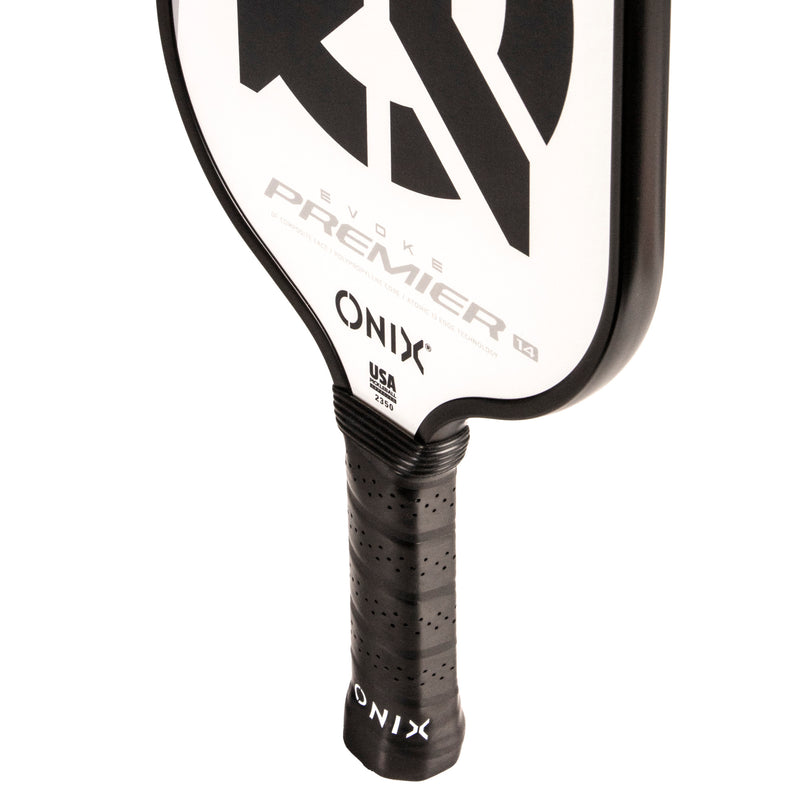 onix evoke premier pickleball paddle -white and black